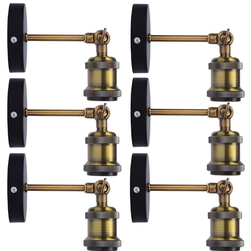 Applique Murale Style Vintage Lamp Murale Rétro Lampe Fileté E27 pour Bar Restaurant Café Bronze - 6Pcs