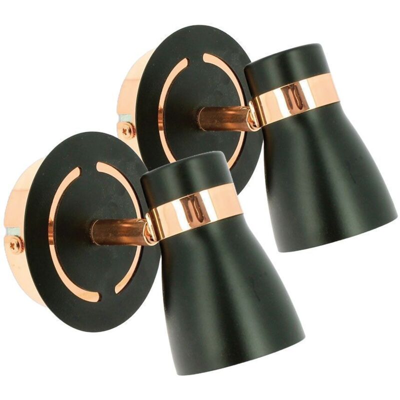 Arum Lighting – Lot de 2 appliques murales GU10 noir mat – Or rose – Longueur 14.7 cm – Largeur 10 cm – Métal – Pour intérieur – Ampoule non fournie Arum Lighting – Lot de 2 appliques murales GU10 noir mat – Or rose – Longueur 14.7 cm – Largeur 10 cm – Métal – Pour intérieur – Ampoule non fournie