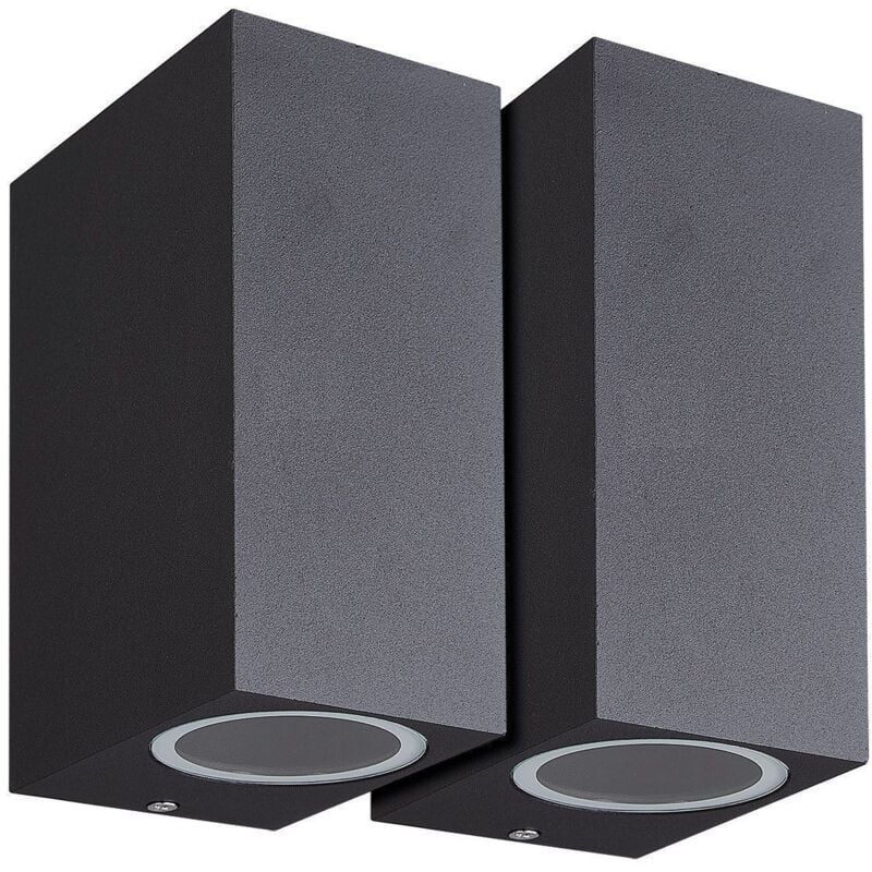 Lot de 2 Appliques manathan Noire extérieure Rectangulaire double faisceau GU10 IP54