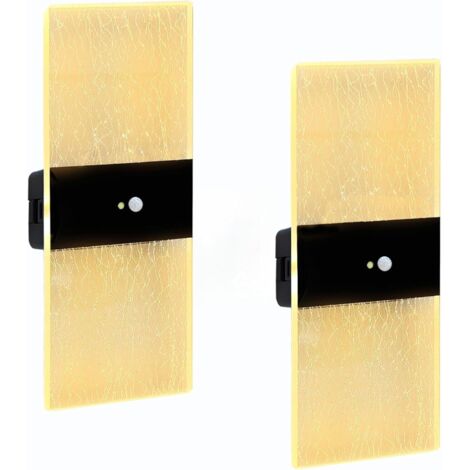 Lot de 2 Appliques Murales à Détecteur de Mouvement Alimentées par Piles: Rechargeables USB-C, Fixation Magnétique, Lumière Chaud, Idéales pour Salon, Chambre et Couloir