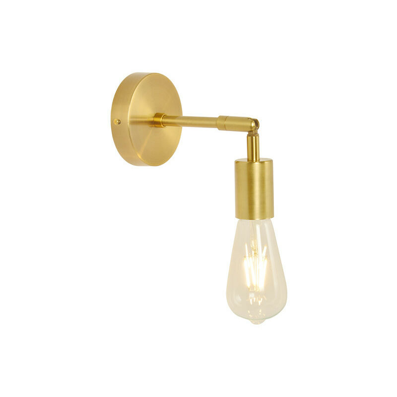 Lot de 2 appliques murales de salle de bain en laiton brossé vintage industriel sur poteau d'éclairage mural (couleur or)