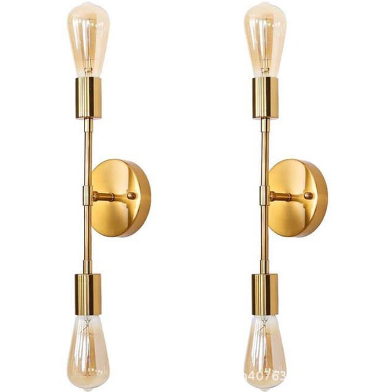 Lot de 2 appliques murales de salle de bain en métal, luminaire mural pour coiffeuse, E26, pour dressing, salon, restaurant, Doré