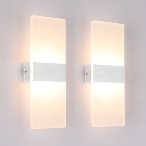 Lot de 2 appliques murales d'intérieur LED 12 W (blanc chaud 3000 K) Crea