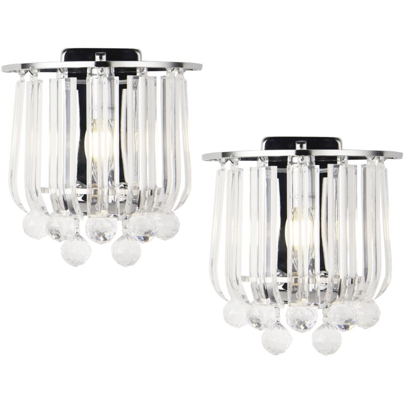 Lot de 2 appliques murales E14 Alnwick 24 x 22 x 15 cm chorme Lux.pro