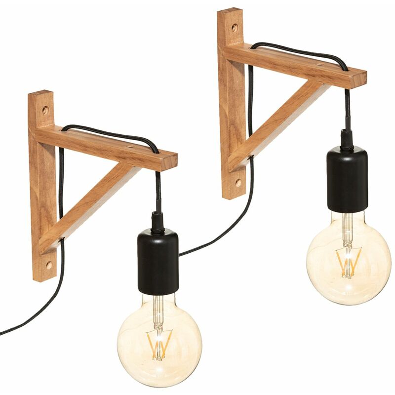 Atmosphera - Lot de 2 Appliques murales en Bois h 22,5 cm