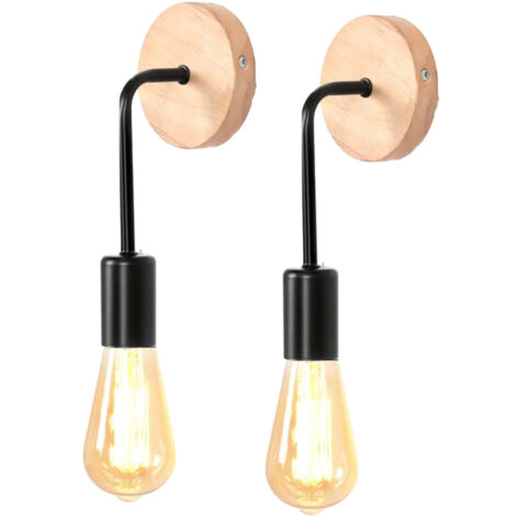 Lot de 2 appliques murales en métal, appliques murales d'intérieur industrielles, ampoule non incluse, applique murale Vintage E27, luminaire moderne