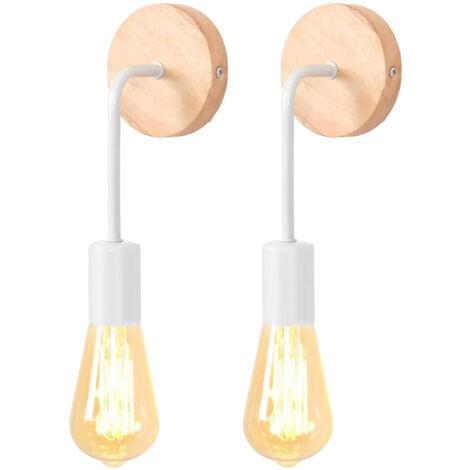 Lot de 2 appliques murales en métal, appliques murales d'intérieur industrielles, ampoule non incluse, luminaire mural Vintage E27, blanc
