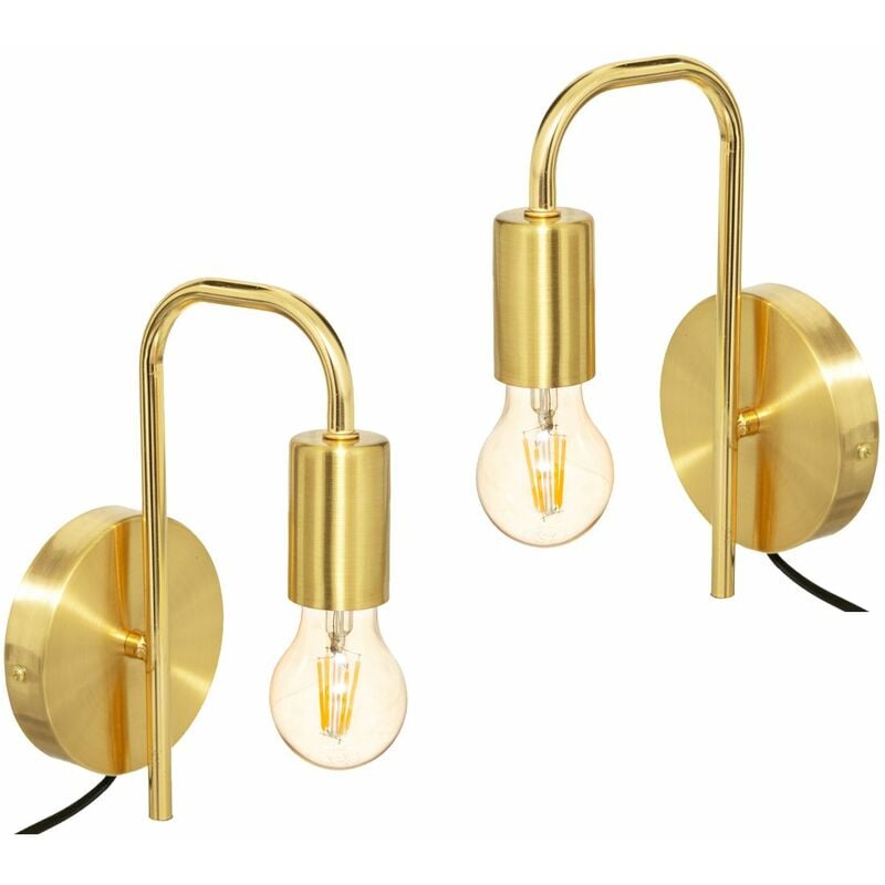 Lot de 2 Appliques murales en métal Doré h 25 cm Atmosphera