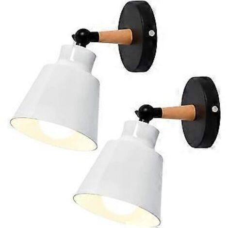Lot de 2 appliques murales industrielles vintage E27 (blanches)
