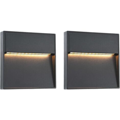 Lot de 2 Appliques murales LED d'extérieur Lampe murale  Applique Extérieure 3 W Noir Carré 81335