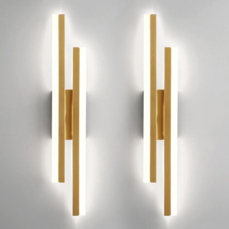 Lot de 2 appliques murales LED, lampe de chevet moderne, applique murale LED 16 W, éclairage décoratif d'intérieur, lumière blanche 6 000 K, 48 cm