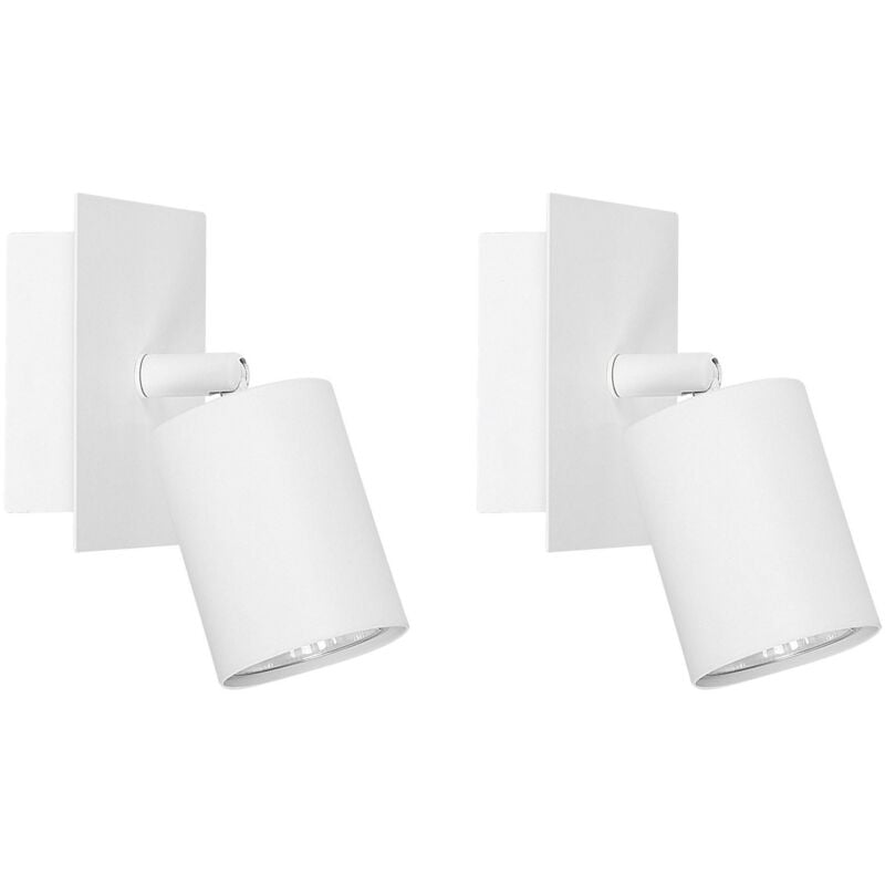 Beliani - 2 Appliques Murales en Métal Blanc Mat avec Point Lumineux Ajustable GU10 40W pour Éclairage de Salon Couloir Chambre ou Salle de Bain
