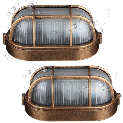 Lot de 2 Appliques Murales Ovale Extérieure, Lampe Murale Rétro, Lampe Exterieur Murale Aluminium, E27 60W, Luminaires Intérieur/d’extérieur