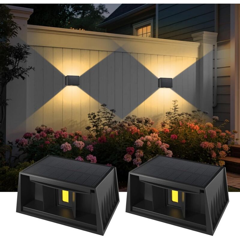 Lot de 2 appliques murales solaires d'extérieur , lumière chaude 3 000 k , étanches , réglables de haut en bas