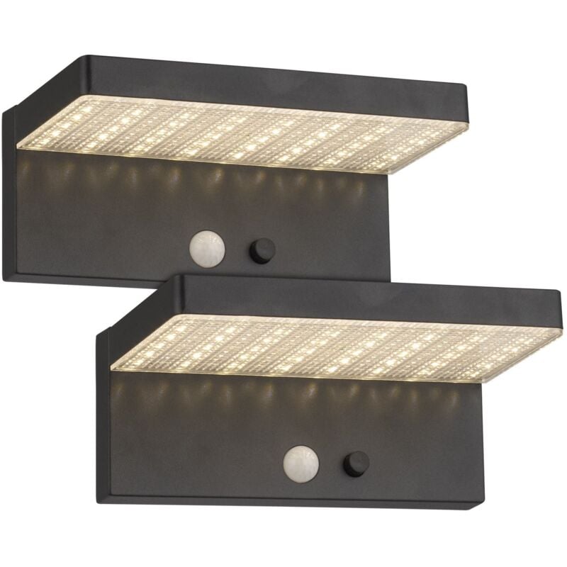 Arum Lighting - Lot de 2 Appliques murales solaires estrella Equi. 60W Détecteur de Présence 3 Modes