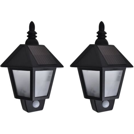 Lot de 2 Appliques murales solaires Lampe murale Lampe de jardin avec capteur de mouvement Noir 32444