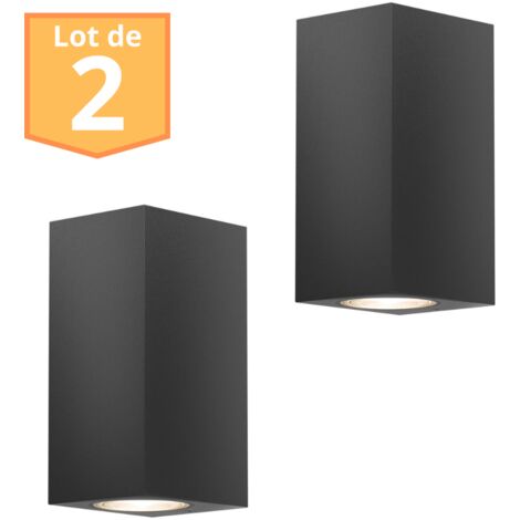 Lot de 2 Appliques RITA GU10 2x35W Gris Aluminium IP44