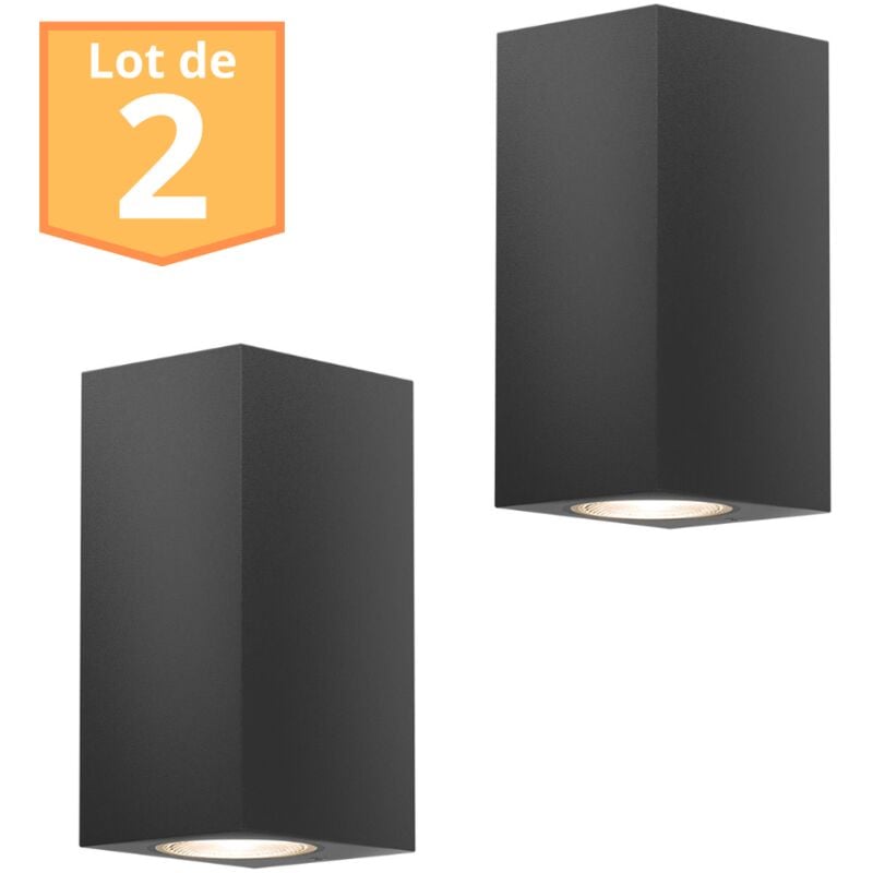 Lot de 2 Appliques rita GU10 2x35W Gris Aluminium IP44