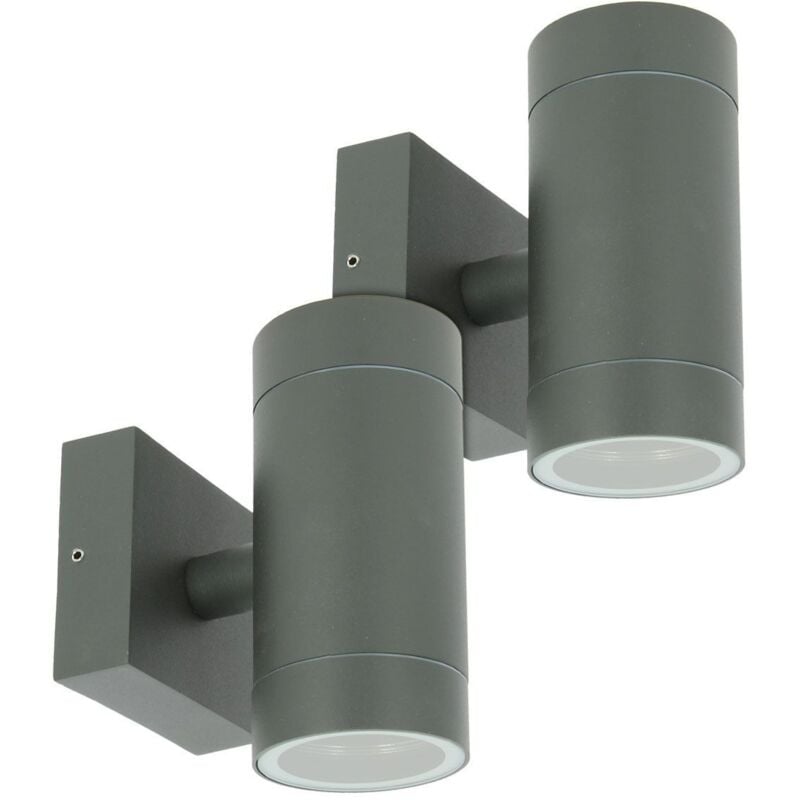 Lot de 2 Appliques venice Anthracite extérieure double faisceau GU10 IP54