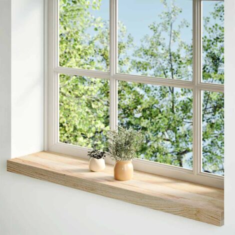 Lot de 2 Appuis de fenêtre，Rebord de fenêtre non traité 80x20x2 cm bois chêne massif CFW16503