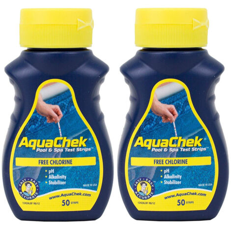lot de 2 AquaChek Testeur de chlore pour piscine et Spa, Lot de 50 Bandelettes - aquachek