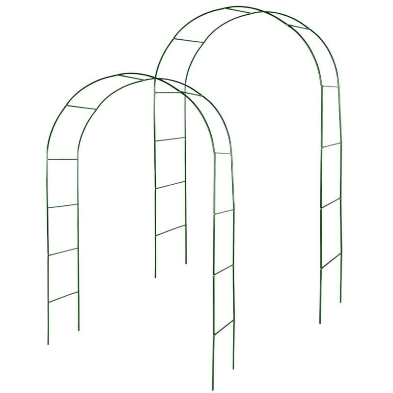 Oxeo - Lot de 2 arches de jardin métallique pour plantes grimpantes - Arceau rosiers grimpants - Résistant aux intempéries - vert foncé