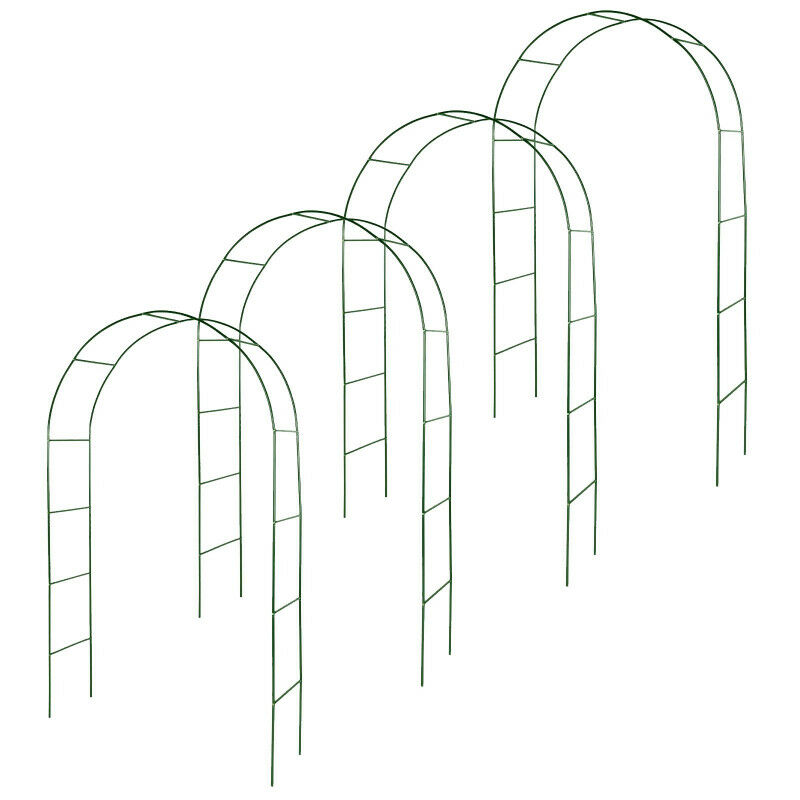 Lot de 4 arches de jardin métallique pour plantes grimpantes - Arceau rosiers grimpants - Ht 240cm - Résistant aux intempéries