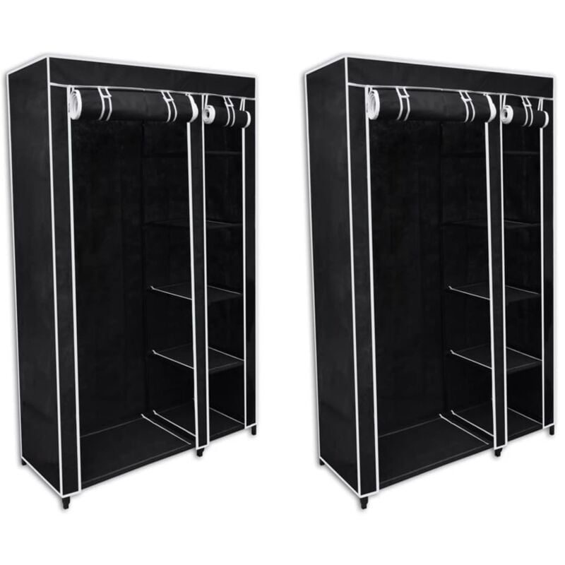 Lot de 2 Armoires de rangement Garde-robe en tissu Armoire de chambre Noir 50960