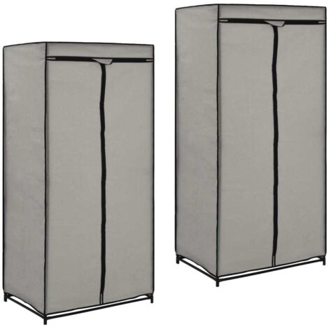 Lot de 2 Armoires de rangement Garde-robes  Armoire de chambre Gris 75x50x160 cm 17837