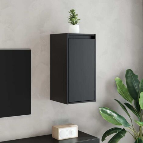 Lot de 2 Armoires murales Armoire de rangement Armoire suspendue Noir 30x30x60 cm Bois de pin massif RTJEX994940