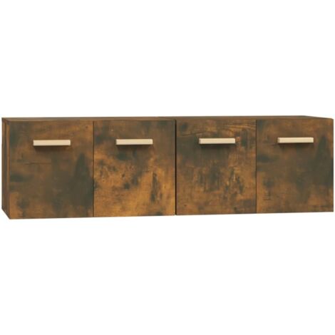 Lot de 2 Armoires murales Design moderne, Armoire Etagère de rangement, Chêne fumé 60x36,5x35cm Bois d'ingénierie OIB1336E