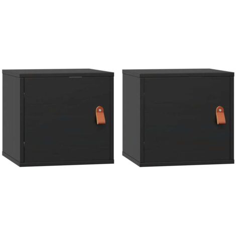 Lot de 2 Armoires murales Design moderne, Armoire Etagère de rangement, Noir 31,5x30x30 cm Bois de pin massif OIB8488E