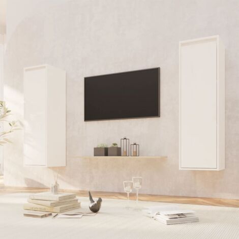Lot de 2 Armoires murales Étagères Murale  Meubles de rangement Blanc 30x30x100 cm Bois de pin massif 52583