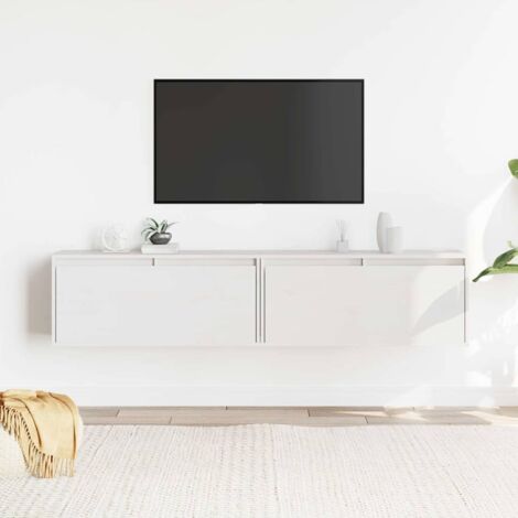 Lot de 2 Armoires murales Étagères Murale  Meubles de rangement Blanc 80x30x35 cm Bois de pin massif 64278