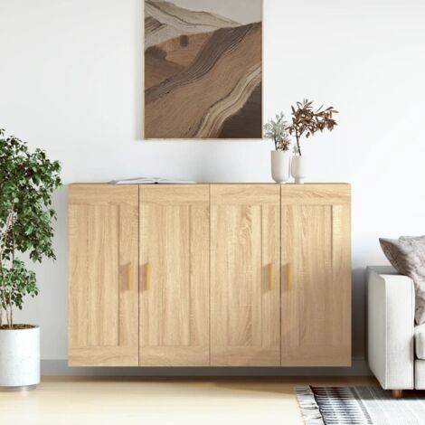 Lot de 2 Armoires murales Meubles de rangement chêne sonoma bois d'ingénierie 39129