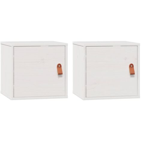 Lot de 2 Armoires murales Salon,Meuble bas de Rangement,Meuble TV Blanc 31,5x30x30 cm Bois de pin massif -60966