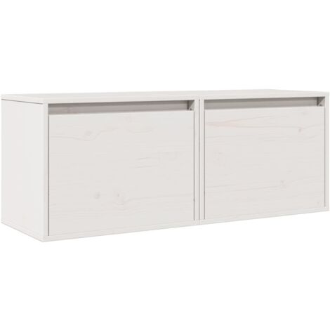 Lot de 2 Armoires murales Salon,Meuble bas de Rangement,Meuble TV Blanc 45x30x35 cm Bois de pin massif -94667
