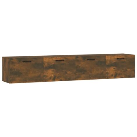 Lot de 2 Armoires murales Salon,Meuble bas de Rangement,Meuble TV Chêne fumé 100x36,5x35 cm -77872