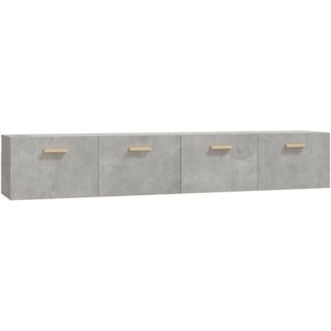 Lot de 2 Armoires murales Salon,Meuble bas de Rangement,Meuble TV Gris béton 100x36,5x35 cm -32718