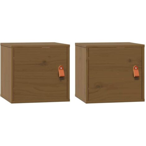 Lot de 2 Armoires murales Salon,Meuble bas de Rangement,Meuble TV Marron miel 31,5x30x30 cm Bois pin massif -91573