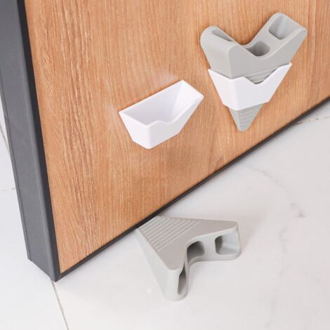 Lot de 2 Arrêt Cale de Porte, Butoirs de Porte en Caoutchouc Antidérapant avec Support pour Tous les Types de Sols, Gris