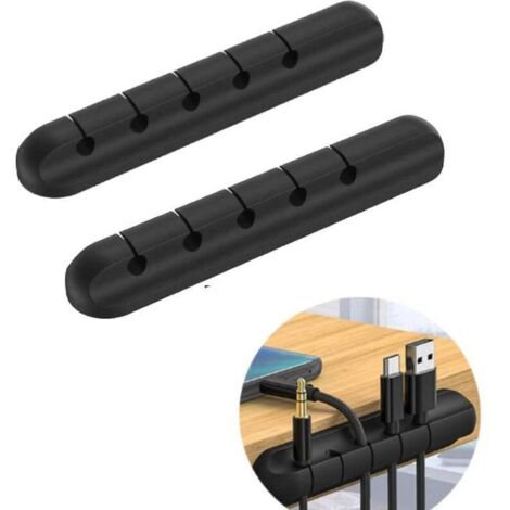 Lot de 2 attaches-câbles pour bureau  Supports de câbles – Supports pour câbles téléphoniques à fixer sur le bureau (maison, chambre d'étudiant, bureau)