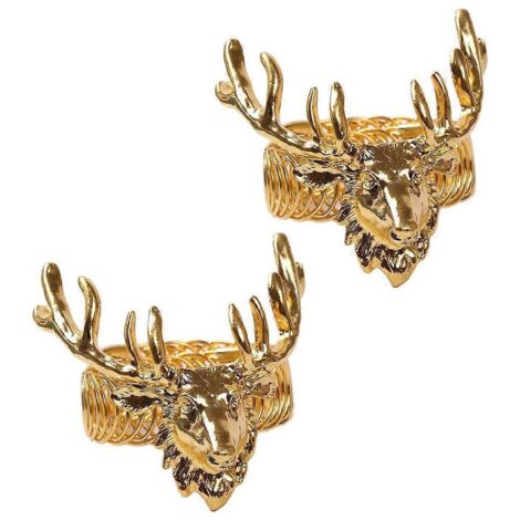Lot de 2 attaches de rideaux de Noël en forme de renne, pour rideaux de fenêtre.