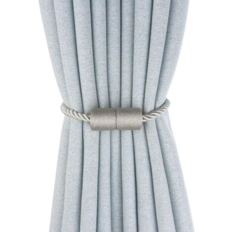 Lot de 2 attaches magnétiques pour rideaux, attaches pour rideaux, câble en acier épais (gris)