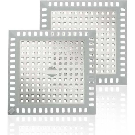 Lot de 2 Attrape Cheveux Douche, Protection de Drain Filtre Evier, Grilles carrées pour bonde de Douche en Acier Inoxydable, Universel Filtre à Cheveux pour Salle de Bain, Baignoire, Cuisine (