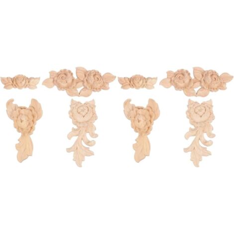 Lot De 2 Autocollants Décoratifs En Forme De Fleur Pour Sculpture Sur Bois