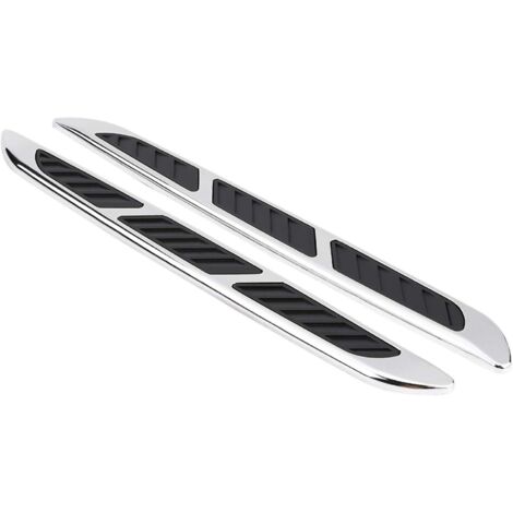 Lot de 2 autocollants décoratifs universels pour capot de voiture, en forme de requin, pour grille d'aération latérale chromée