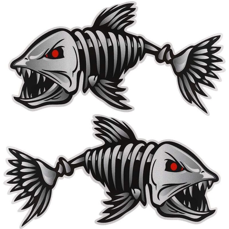 Lot de 2 Autocollants en Vinyle pour Poisson Motif Kayak