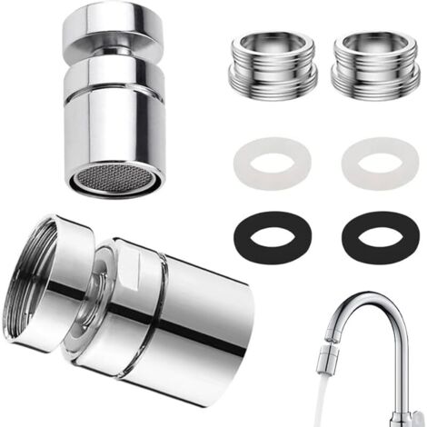 Lot de 2 avec Filetage Extérieur M22 ou Filetage Intérieur M24 Aérateur de robinet pivotant à 360 - Économiseur d'eau pour cuisine - Mousseur de robinet avec économiseur d'eau intégré