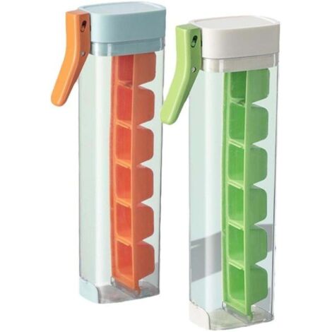 Lot de 2 bacs à glaçons à pression, 6 compartiments, petit moule avec couvercle, boîte de conservation des glaçons pour congélateur